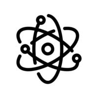 Outline Icon of an Atom Model Showing Nucleus and Orbiting Electrons vector