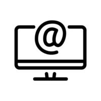 Computer Monitor Displaying At Symbol for Email Communication Icon vector