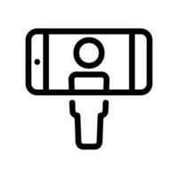 Front camera photo capture of a person displayed on horizontal screen vector