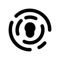 Abstract Security Scan Icon Featuring a Keyhole and Circular Radar Lines vector