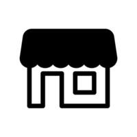 Detailed Storefront Icon with Striped Awning, Door, and Display Window vector