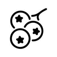 Cluster of Blueberries Icon Shown with Small Leaves on a Branch Element vector