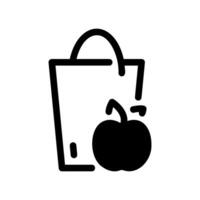 Simple Stylized Bucket Icon with a Single Apple Next to It vector