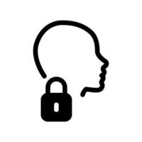 Secure User Profile Icon with Padlock on Head Graphic vector