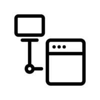 Computer Screen Connected to Server Unit Icon for Network Data Access vector