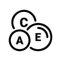 Vitamin Complex Icon Showing A C E Letters Encased in Circular Bubbles vector