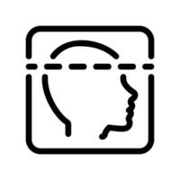 Profile Head Inside Frame with Horizontal Scan Lines Icon vector
