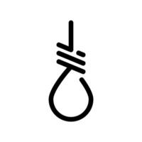 Simple Line Icon of a Hanging Rope Noose with Tied Knot Detail vector