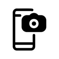 Smartphone Outline with Solid Camera Icon Overlay Graphic Symbol vector