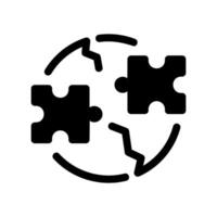 Failed Connection Symbol with Identical Puzzle Pieces in Broken Circle Icon vector