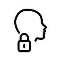 Profile Head Icon with a Padlock Symbol for Security vector