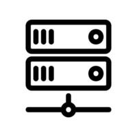 Server Rack Icon with Multiple Units Connected to a Network Line Below vector