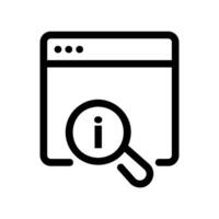 Browser Window Outline with Magnifying Glass Over Information Symbol vector