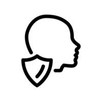 Profile Head Icon Protected by a Shield Graphic Symbol vector