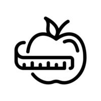 Icon of an Apple Being Measured with a Curved Tape Ruler vector