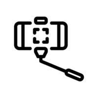 Smartphone on Selfie Stick with Active Camera Focus Frame Outline Icon Design vector