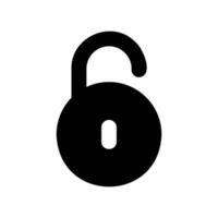 Simple Black Icon Depicting an Open and Unlocked Padlock Symbol Alone vector