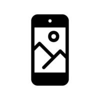 Smartphone Displaying Outline Landscape Picture from Photo Gallery vector