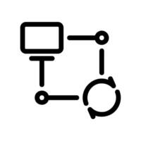 Simple Network Diagram Icon with Two Computers and Circular Node Connection vector