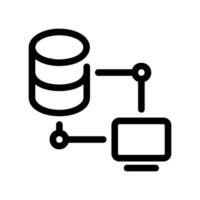 Database Symbol Linked to Computer Screen for Data Access or Management vector