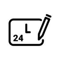 Black Icon of a 24 Hour Schedule or Timer Being Edited with a Pencil Tool vector
