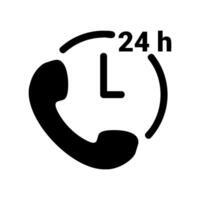 Twenty Four Hour Telephone Support Service Icon with Clock Symbol vector