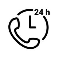 Around The Clock Telephone Support Service Icon with Clock Graphic Element vector