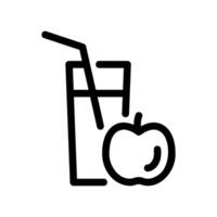 Graphic Icon of a Glass of Juice with a Straw and Apple vector