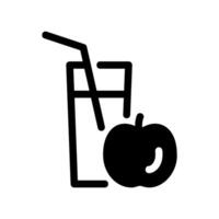 Minimalist Apple and Juice Glass Icon with Straw and Bold Outline vector