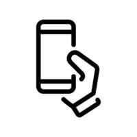 Using a Mobile Phone Held in Hand Simple Line Art Graphic Symbol vector