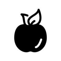 Whole Round Fruit Icon with a Stem and Two Leaves Attached vector