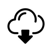 Cloud Computing Symbol with a Downward Pointing Arrow for Downloading Data vector