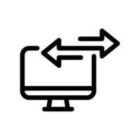 Computer Monitor with Data Transfer Arrows Icon vector