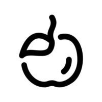 Simple Outline Icon of an Apple with Stem and Attached Leaf vector