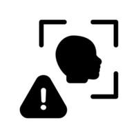 Facial Recognition System Warning Icon Profile and Alert vector