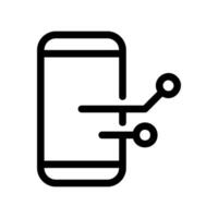 Smartphone Outline Icon Connected to an External Digital Network Structure vector