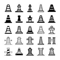 Traffic cone icon set isolated vector