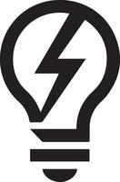 Light Bulb Icon . Black silhouette of a light bulb with a bold lightning bolt inside. vector