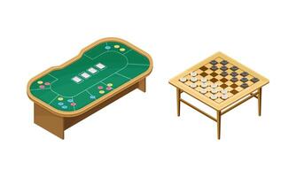 Board games set. Pocker and chessboard tables illustration vector