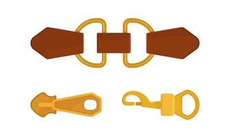 Buckle or Clasp as Adjustable Device for Fastening on Garment or Accessory Set vector