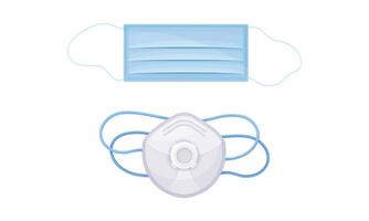 Set of different medical tools. Face mask and respirator illustration vector