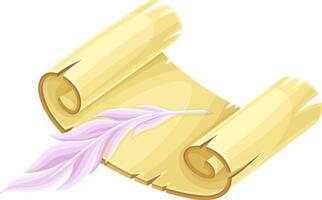 Vintage paper scroll. Magic object cartoon illustration vector