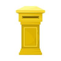 Yellow mailbox for correspondence. Retro post box for paper letters flat illustration vector