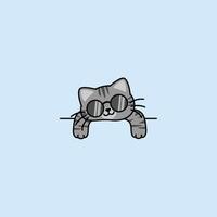 Lazy tabby cat with sunglasses cartoon vector