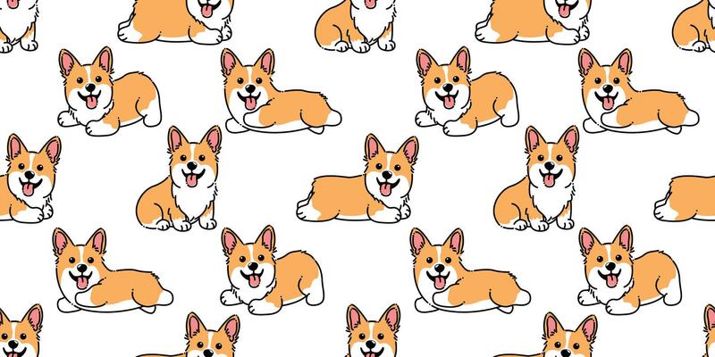 Cute corgi dog cartoon seamless pattern