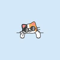 Lazy three color cat with sunglasses cartoon vector
