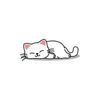 Lazy white cat sleeping cartoon vector