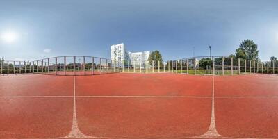 full seamless spherical hdr panorama 360 degrees angle view on empty gym with gymnasium basketball court on street in equirectangular projection, AR VR content photo