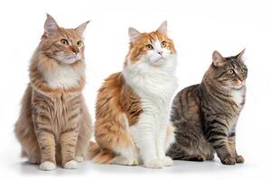 Trio of Cat Photos with White Background