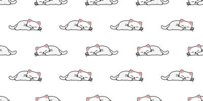 Lazy white cat sleeping cartoon seamless pattern vector